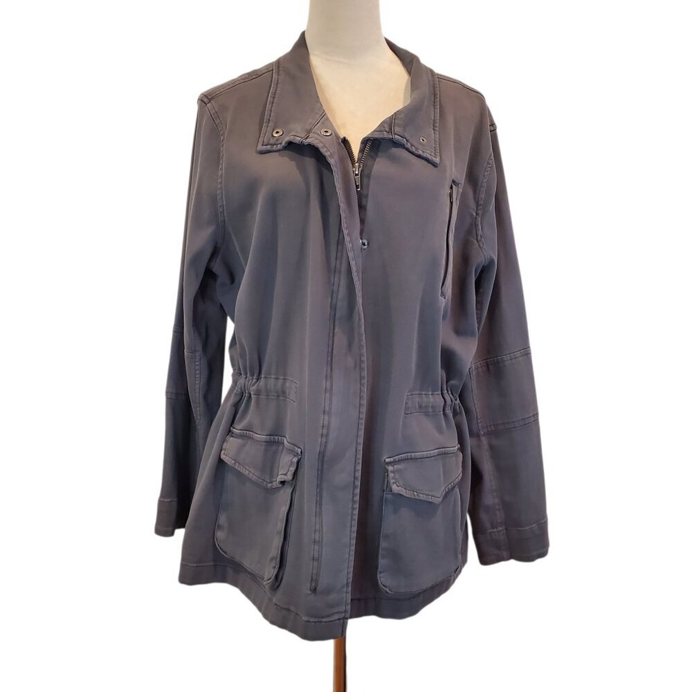 NIC+ZOE SZ 1X Women's Modern Utility Jacket Twill Cotton Blend in Gray